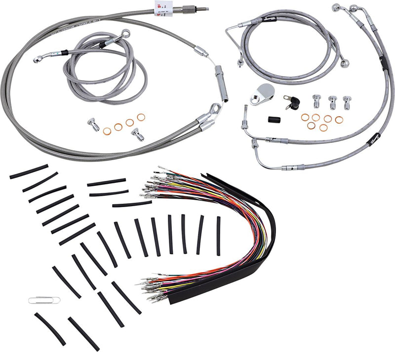 Burly Brand 13 Inch Apehanger Cable/Line Kit in Stainless Steel For 2008-2013 FLHX, FLHT/C/U ABS Models