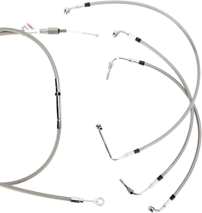 Burly Brand 13 Inch Apehanger Cable/Line Kit in Stainless Steel For 2008-2013 FLHX, FLHT/C/U NON-ABS Models