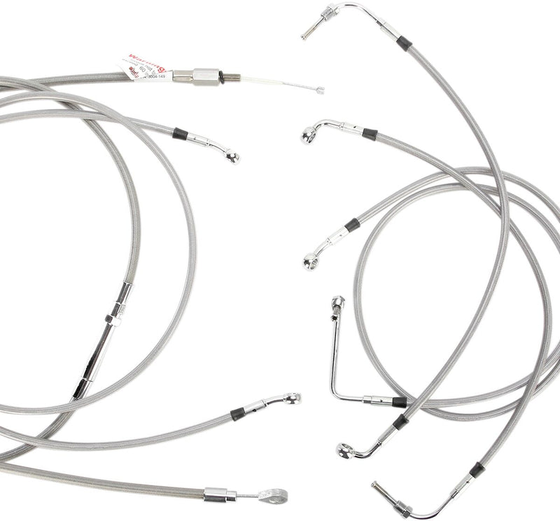 Burly Brand 15 Inch Apehanger Cable/Line Kit in Stainless Steel For 2008-2013 FLHX, FLHT/C/U With ABS Models