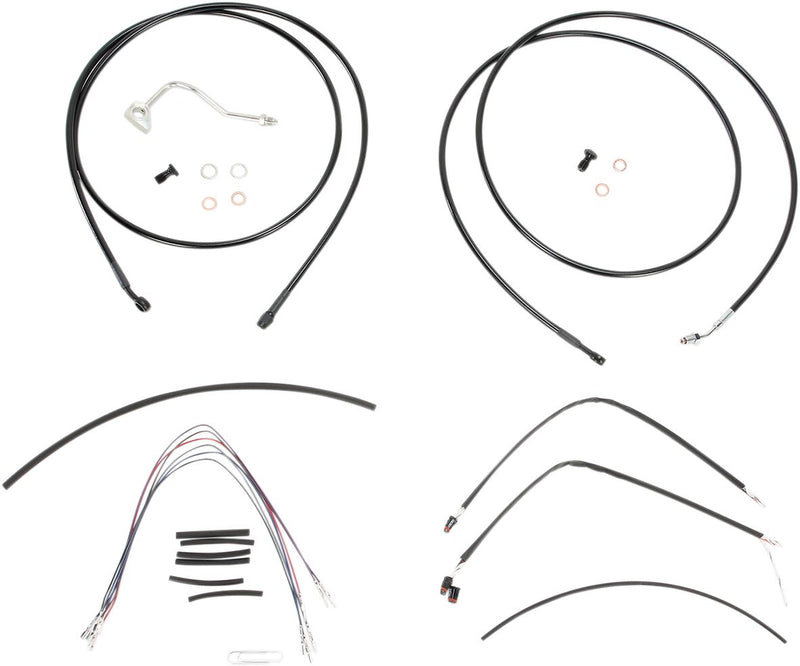Burly Brand Complete Black Vinyl Handlebar Cable/Brake Line Kit for Ape Hanger Handlebars #B30-1116