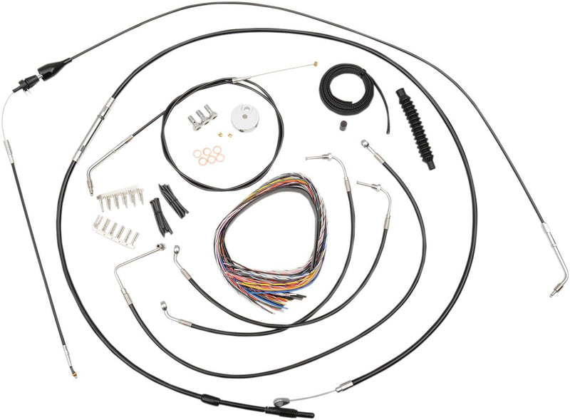 Complete Black Vinyl Braided Handlebar Cable/Brake Line Kit Classic, Touring Black| Clear-Coated| Natural