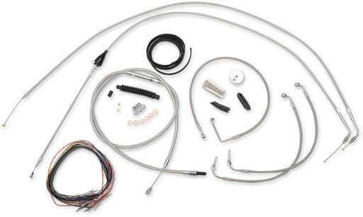 Complete Stainless Braided Handlebar Cable/Brake Line Kit Classic, Touring Clear-Coated| Natural