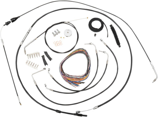 Complete Black Vinyl Braided Handlebar Cable/Brake Line Kit Touring Black| Clear-Coated| Natural