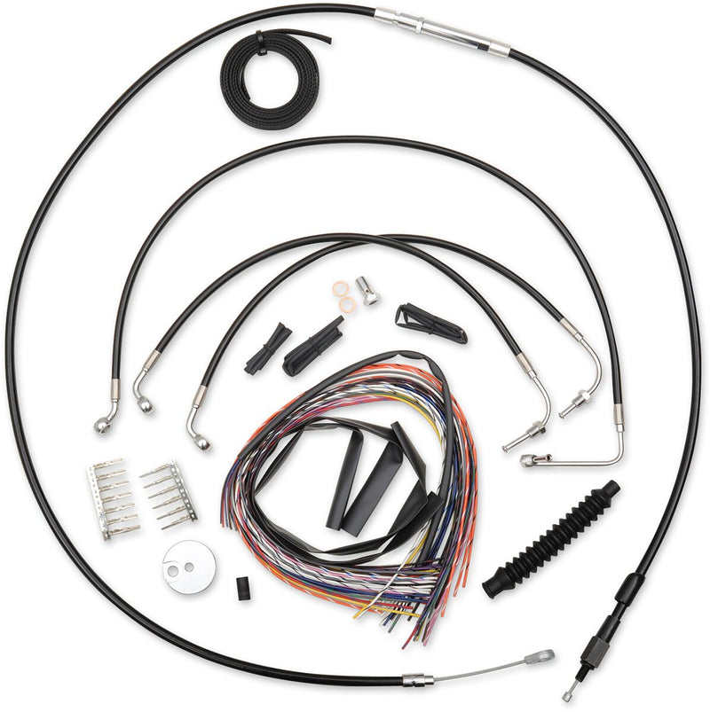 Complete Black Vinyl Braided Handlebar Cable/Brake Line Kit Touring Black| Clear-Coated| Natural