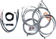Complete Stainless Braided Handlebar Cable/Brake Line Kit Touring Clear-Coated| Natural