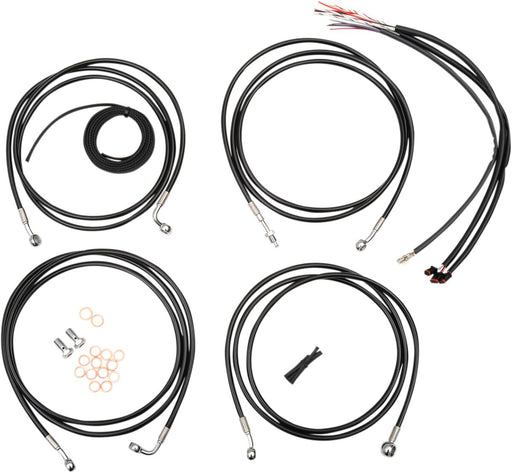 Complete Black Vinyl Braided Handlebar Cable/Brake Line Kit Touring Black| Clear-Coated| Natural