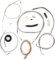 Complete Stainless Braided Handlebar Cable/Brake Line Kit Dyna, Softail, Touring Clear-Coated| Natural #LA-8100KT2-16