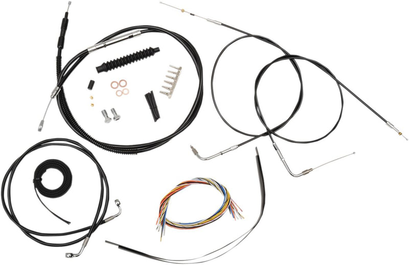 Complete Black Vinyl Braided Handlebar Cable/Brake Line Kit