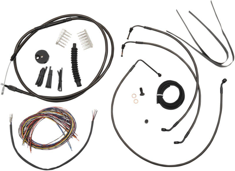 Complete Midnight Braided Handlebar Cable/Brake Line Kit Touring Black| Clear-Coated| Natural #LA-8052KT2-19M