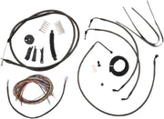Complete Midnight Braided Handlebar Cable/Brake Line Kit Touring Black| Clear-Coated| Natural