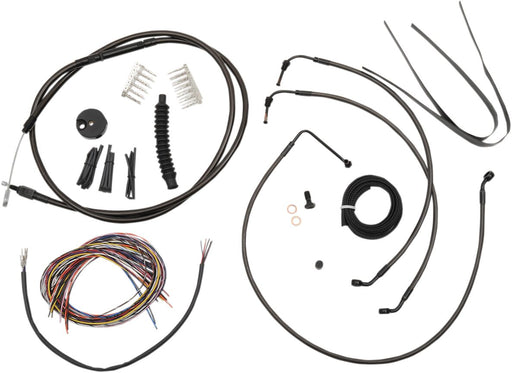 Complete Midnight Braided Handlebar Cable/Brake Line Kit Touring Black| Clear-Coated| Natural