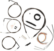 Complete Midnight Braided Handlebar Cable/Brake Line Kit Softail Black| Clear-Coated| Natural #LA-8100KT2-16M
