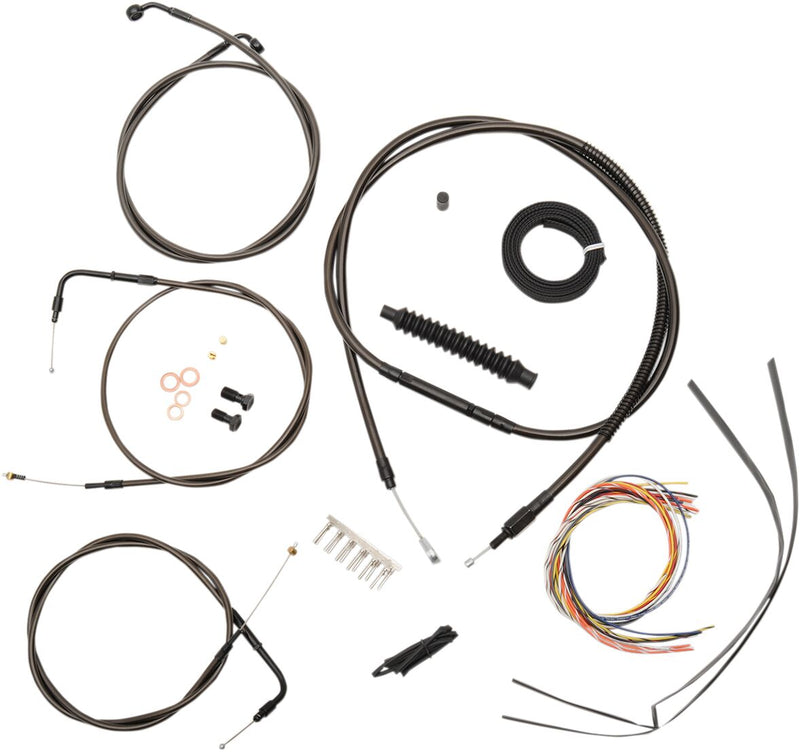 Complete Midnight Braided Handlebar Cable/Brake Line Kit Dyna Black| Clear-Coated| Natural #LA-8220KT2-13M