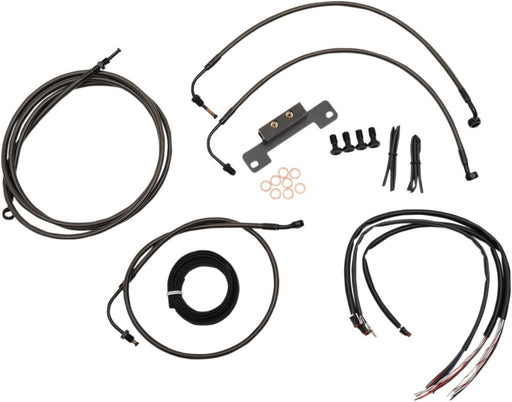 Complete Midnight Braided Handlebar Cable/Brake Line Kit Touring Black| Clear-Coated| Natural