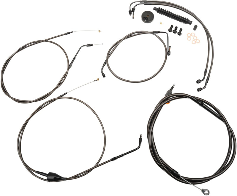 Standard Midnight Braided Handlebar Cable/Brake Line Kit Classic, Touring Black| Clear-Coated