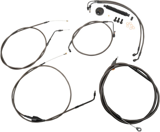 Standard Midnight Braided Handlebar Cable/Brake Line Kit Classic, Touring Black| Clear-Coated