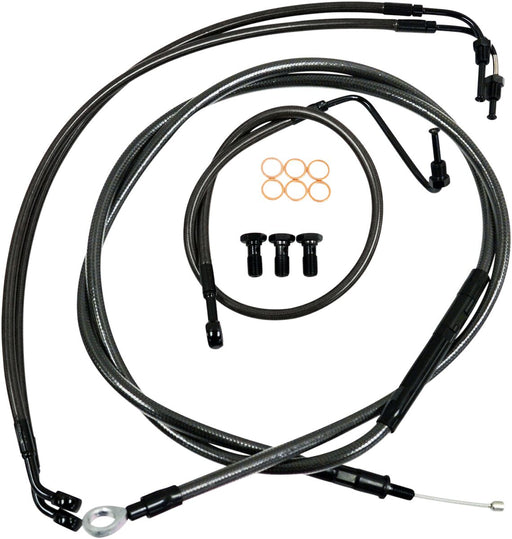 Standard Midnight Braided Handlebar Cable/Brake Line Kit Touring Black| Clear-Coated