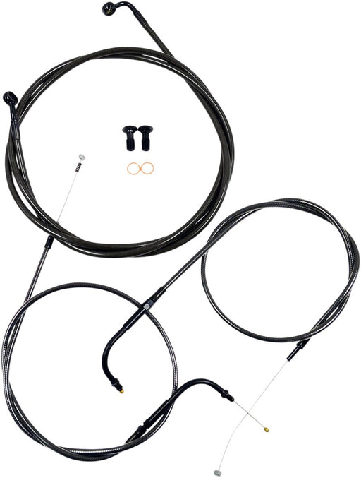 Standard Midnight Braided Handlebar Cable/Brake Line Kit Dyna Black| Clear-Coated