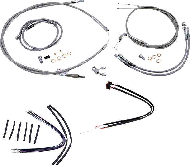 Burly Brand 16 Inch Apehanger Cable/Line Kit in Stainless Steel For 2011-2015 FLSTC/F/N, 2012-2015 FLS, 2013-2014 FXSB With ABS & Must Use 2 Inch Risers Models