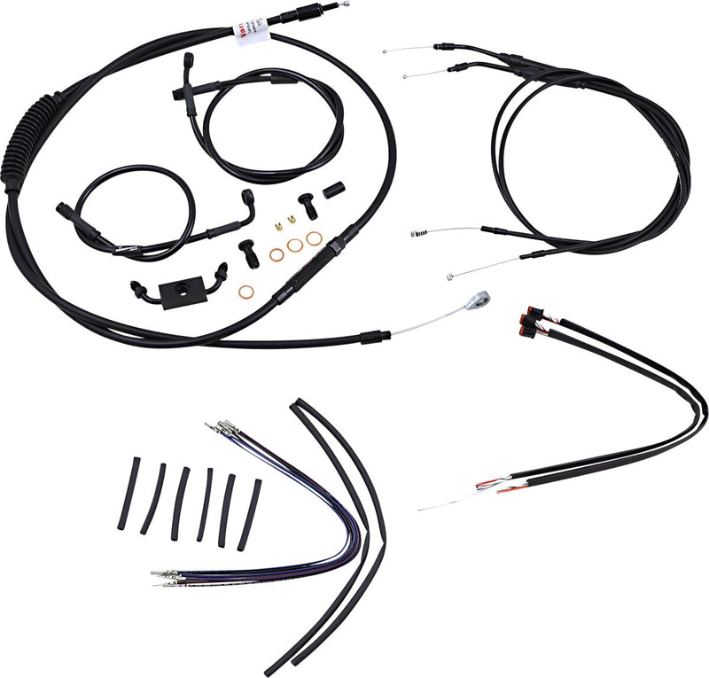 Burly Brand Complete Black Vinyl Handlebar Cable/Brake Line Kit for Ape Hanger Handlebars #B30-1123