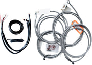 Complete Stainless Braided Handlebar Cable/Brake Line Kit Touring Clear-Coated| Natural #LA-8053KT2-16