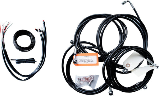 Complete Black Vinyl Braided Handlebar Cable/Brake Line Kit Touring Black| Clear-Coated| Natural