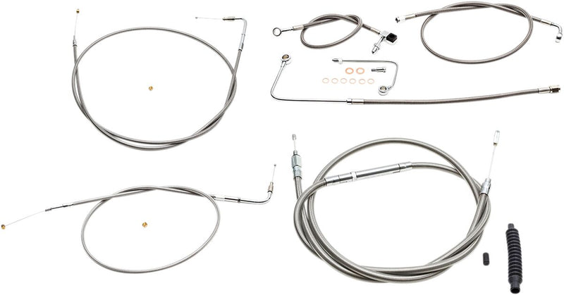 Standard Stainless Braided Handlebar Cable/Brake Line Kit Softail Clear-Coated| Natural Fitment Harley-Davidson #LA-8151KT-13