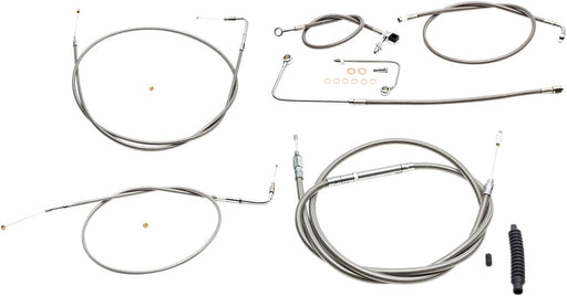 Standard Stainless Braided Handlebar Cable/Brake Line Kit Softail Clear-Coated| Natural Fitment Harley-Davidson