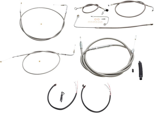 Complete Stainless Braided Handlebar Cable/Brake Line Kit Softail Clear-Coated| Natural