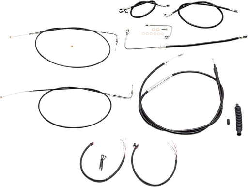LA Choppers Complete Black Vinyl Braided Handlebar Cable/Brake Line Kit Cable Kit Clear-Coated Alternate Length Clutch Line Black| Clear-Coated| Natural
