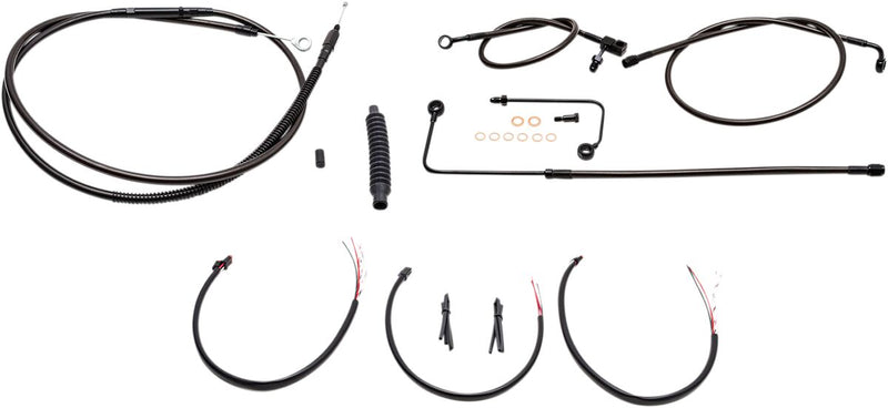 LA Choppers Complete Midnight Braided Handlebar Cable/Brake Line Kit Cable Kit Black Clear-Coated Alternate Length Clutch Line Black| Clear-Coated| Natural
