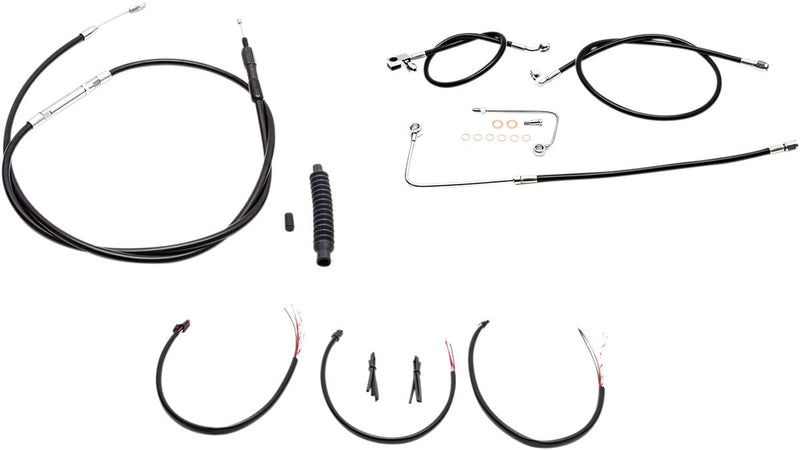 LA Choppers Complete Black Vinyl Braided Handlebar Cable/Brake Line Kit Cable Kit Clear-Coated Alternate Length Clutch Line Black| Clear-Coated| Natural
