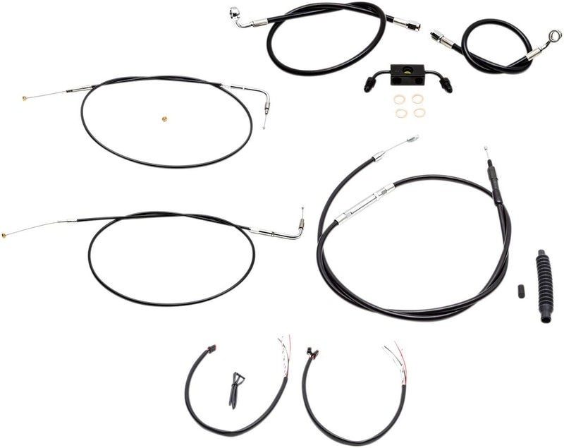 LA Choppers Apehanger Complete Extension Cable Kit in Black For Use With 12-14 Inch Apehangers For 2014-2022 XL Sportster With ABS (Single Disc) Models Black| Clear-Coated| Natural