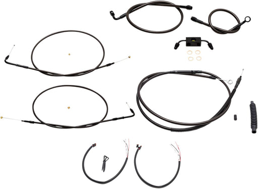LA Choppers Complete Midnight Braided Handlebar Cable/Brake Line Kit Cable Kit Black Clear-Coated Alternate Length Clutch Line Black| Clear-Coated| Natural