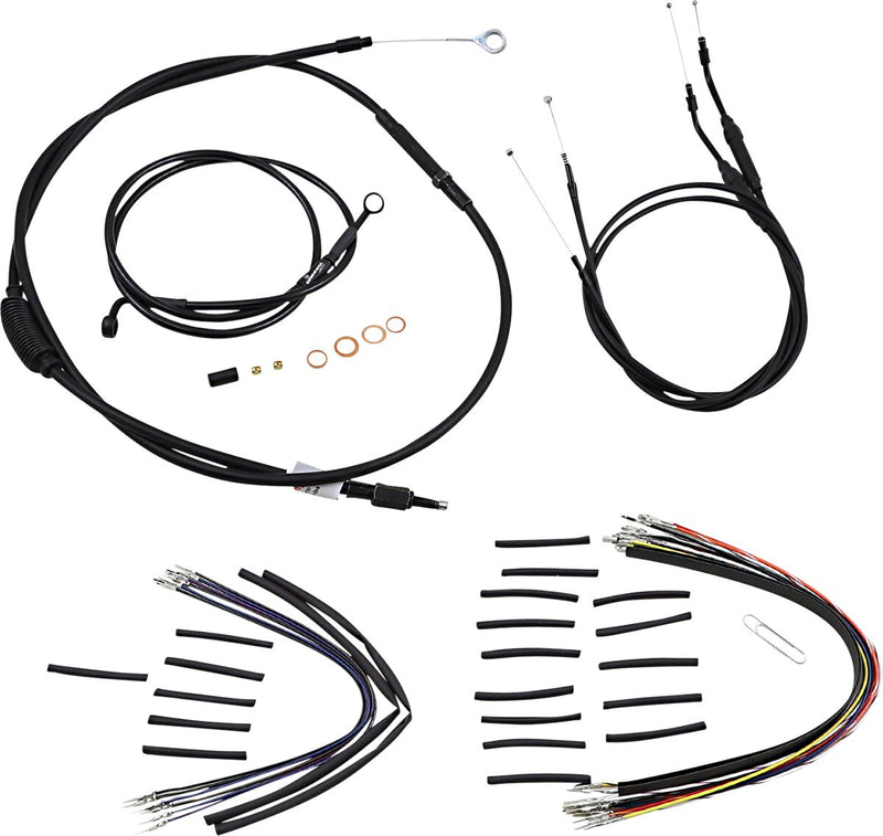 Burly Brand 10 Inch T-Bar Cable/Line Kit in Black For 2006-2017 Dyna Non ABS Single Disc