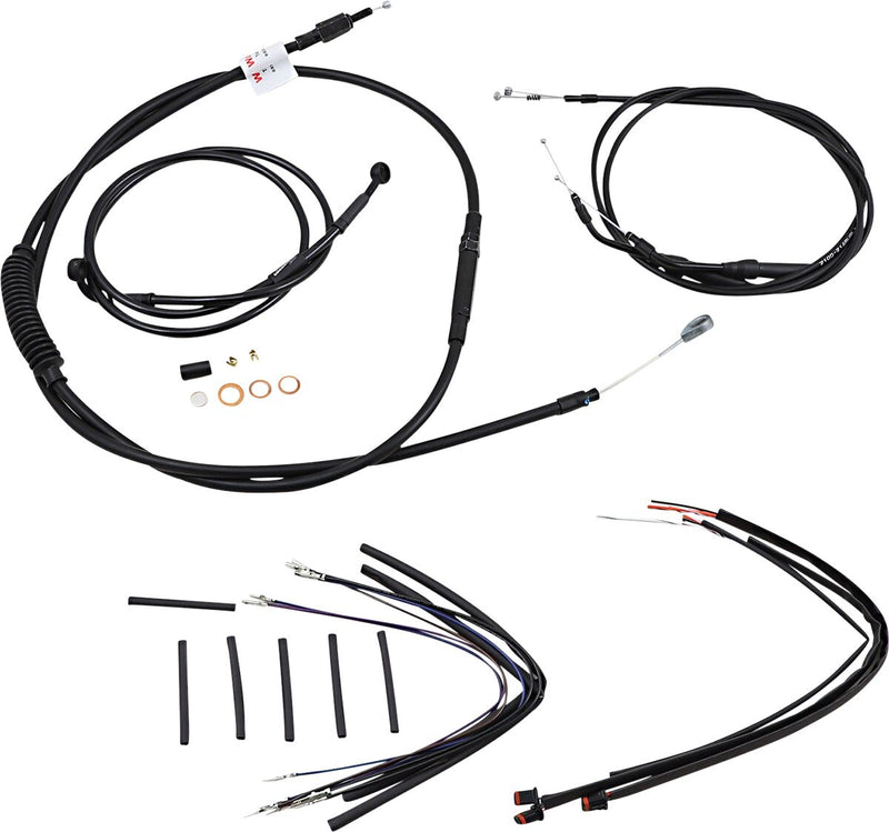 Burly Brand 12 Inch T-Bar Cable/Line Kit in Black For 2006-2017 Dyna Without ABS Single Disc