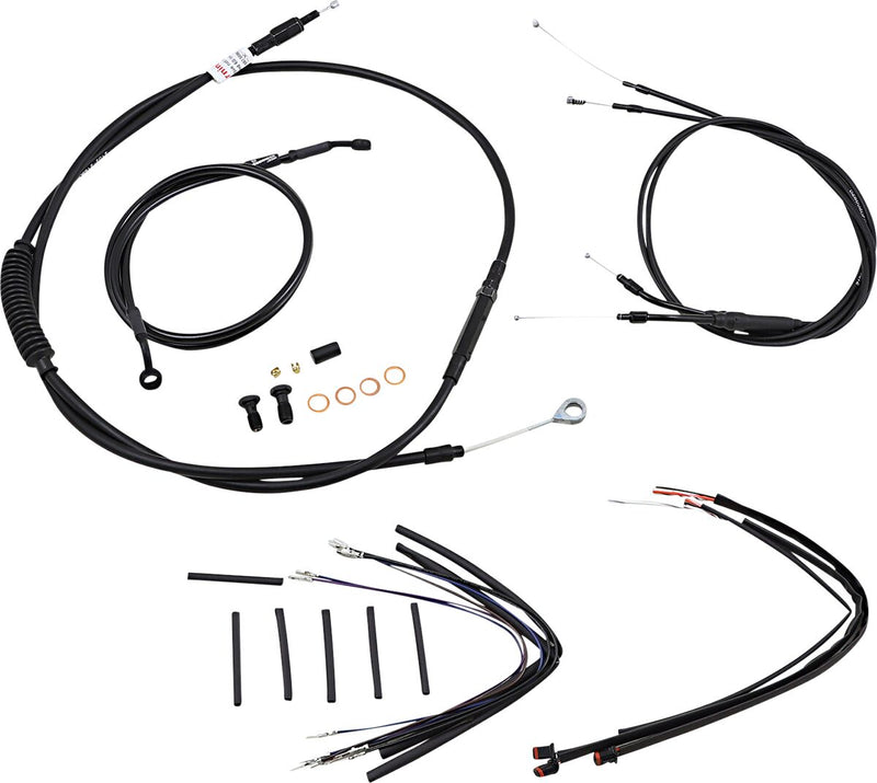 Burly Brand 14 Inch T-Bar Cable/Line Kit in Black For 2012-2017 Dyna Without ABS & Single Disc Models