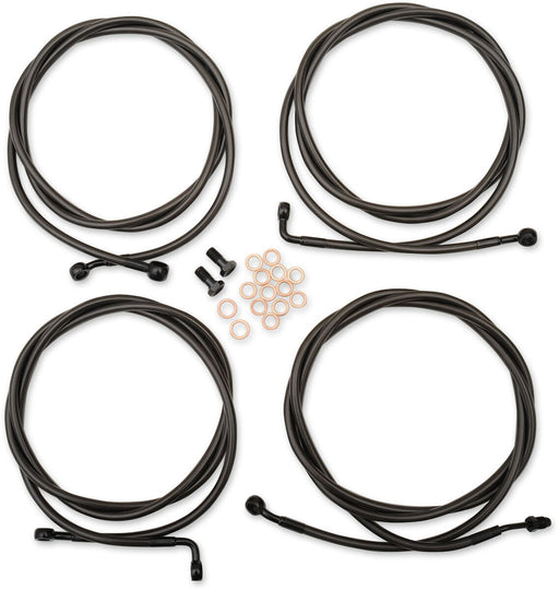 LA Choppers Standard Midnight Braided Handlebar Cable/Brake Line Kit Cable Kit Black Clear-Coated Alternate Length Clutch Line