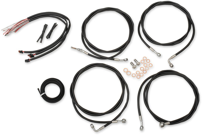 Complete Black Vinyl Braided Handlebar Cable/Brake Line Kit