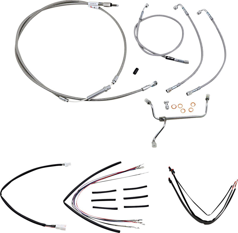 Burly Brand 18 Inch Apehanger Cable/Line Kit in Stainless Steel Braided For 2014-2016 FLHR Without ABS Models