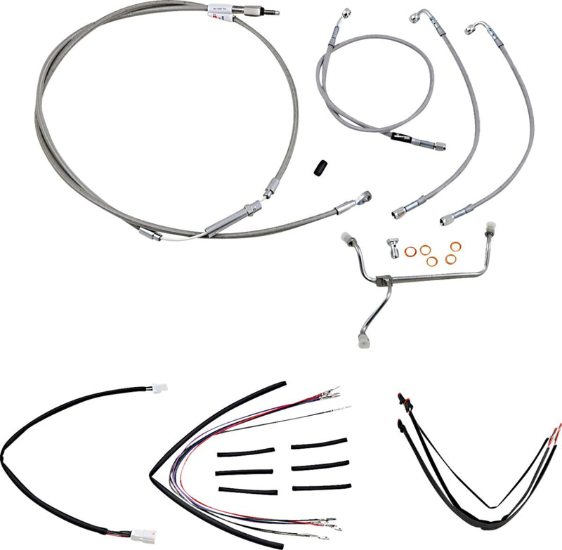 Burly Brand 18 Inch Apehanger Cable/Line Kit in Stainless Steel Braided For 2014-2016 FLHR Without ABS Models