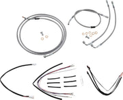Burly Brand 14 Inch Apehanger Cable/Line Kit in Stainless Steel Braided For 2015-2016 FLTRX Without ABS Models