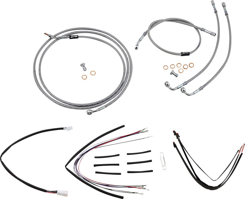 Burly Brand 14 Inch Apehanger Cable/Line Kit in Stainless Steel Braided For 2015-2016 FLTRX Without ABS Models