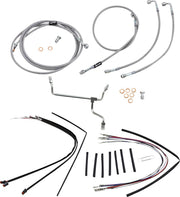 Burly Brand 16 Inch Apehanger Cable/Line Kit in Stainless Steel Braided For 2015-2016 FLTRX Without ABS Models