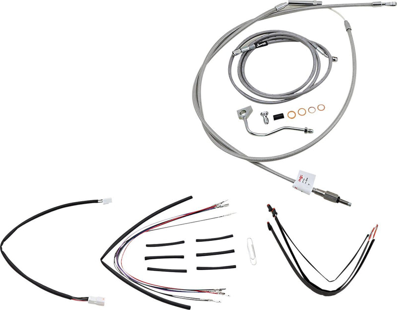 Burly Brand 14 Inch Apehanger Cable/Line Kit in Stainless Steel For 2014-2016 FLHR/FLHRC With ABS Models