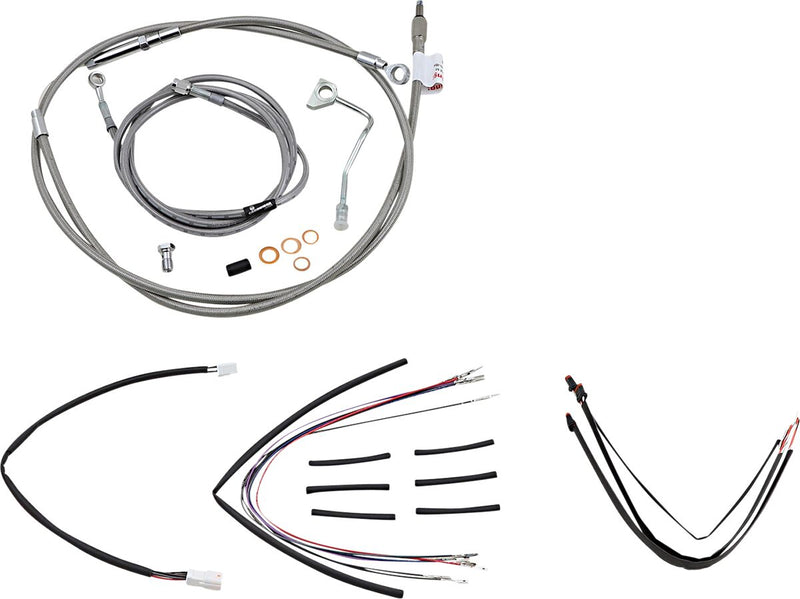 Burly Brand 16 Inch Apehanger Cable/Line Kit in Stainless Steel For 2014-2016 FLHR/FLHRC With ABS Models