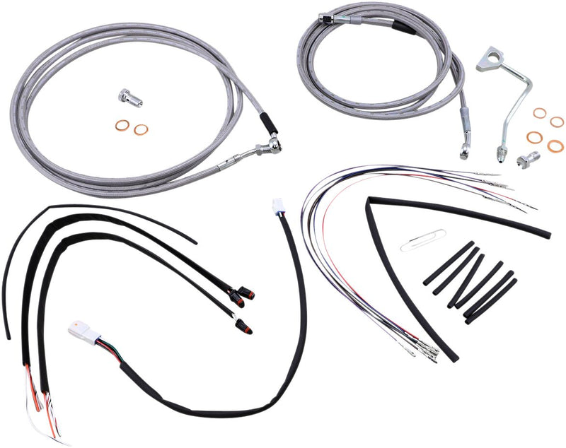 Burly Brand 16 Inch Apehanger Cable/Line Kit in Stainless Steel For FLTRU, 2015-2016 FLTRX/FLTRXS With ABS Models