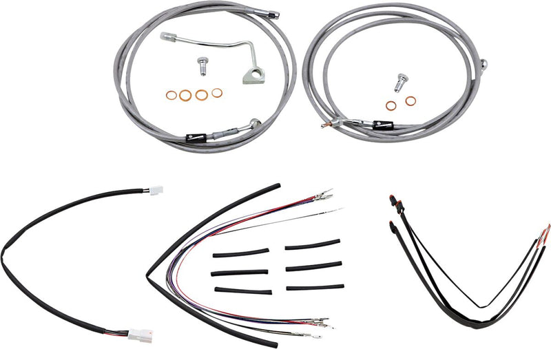 Burly Brand 18 Inch Apehanger Cable/Line Kit in Stainless Steel For FLTRU, 2015-2016 FLTRX/FLTRXS With ABS Models