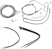 Burly Brand 16 Inch Apehanger Cable/Line Kit in Stainless Steel Braided For 2017-2019 FLHR, FLTRX Without ABS Models