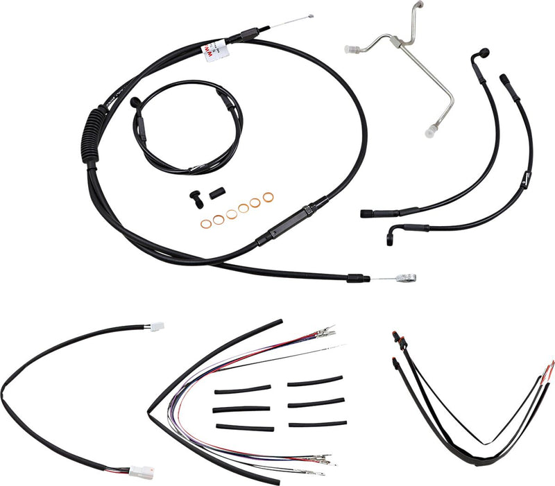 Burly Brand 14 Inch Apehanger Cable/Line Kit in Black For 2014-2016 FLHR Without ABS Models